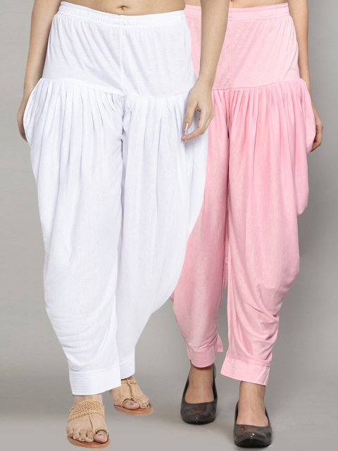 

GRACIT Women Set Of 2 White & Light Pink Solid Salwar