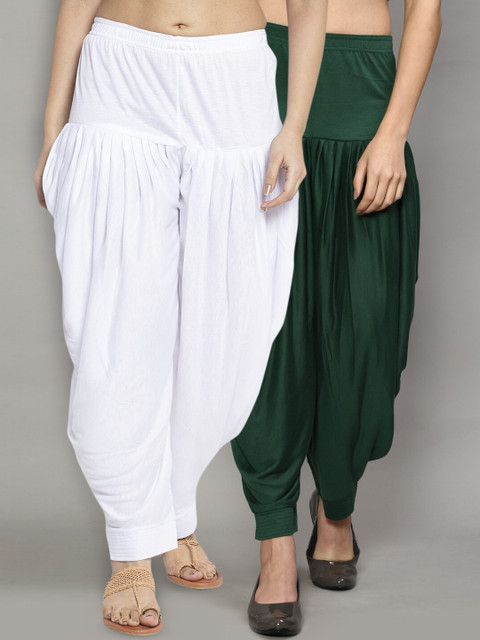 

GRACIT Women Pack Of 2 Green & White Solid Salwars