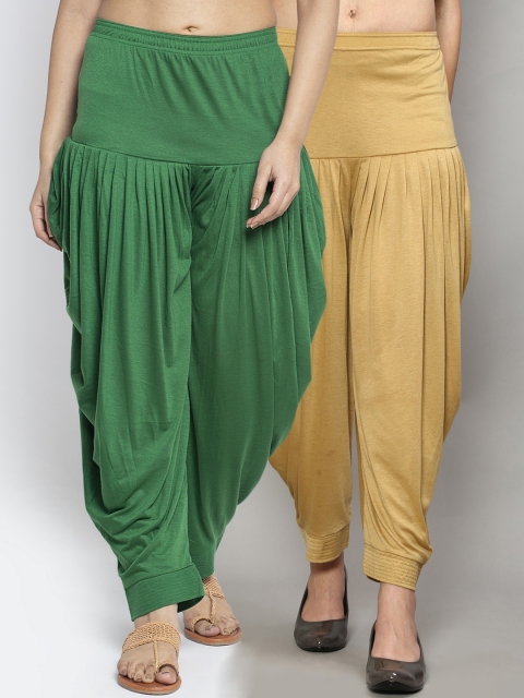 

GRACIT Pack of 2 Women Green & Beige Solid Salwar