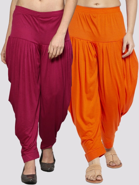 

GRACIT Women Pack Of 2 Maroon & Orange Solid Salwars