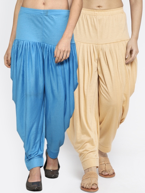 

GRACIT Women Pack of 2 Blue & Beige Solid Salwar