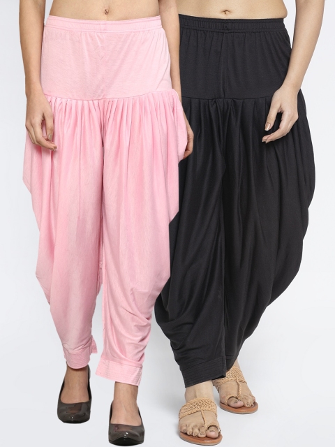 

GRACIT Women Pack Of 2 Pink & Black Solid Salwars