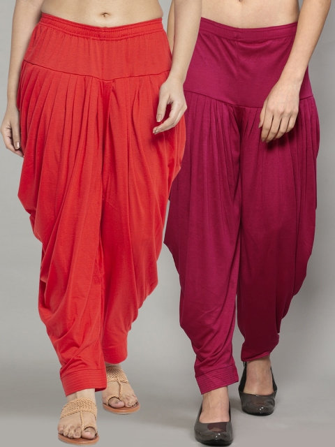 

GRACIT Women Red & Maroon Women Pack of 2 Solid Salwars