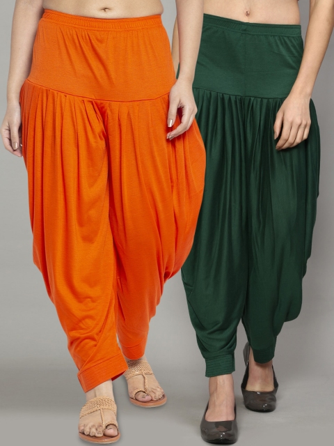 

GRACIT Woman Pack of 2 Orange & Green Salwar