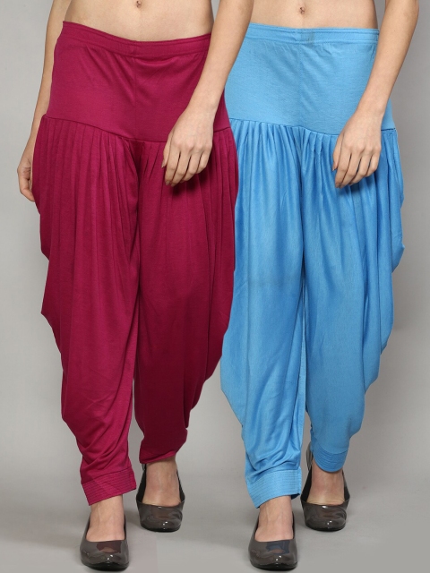 

GRACIT Women Pack of 2 Maroon & Blue Cotton Solid Salwar