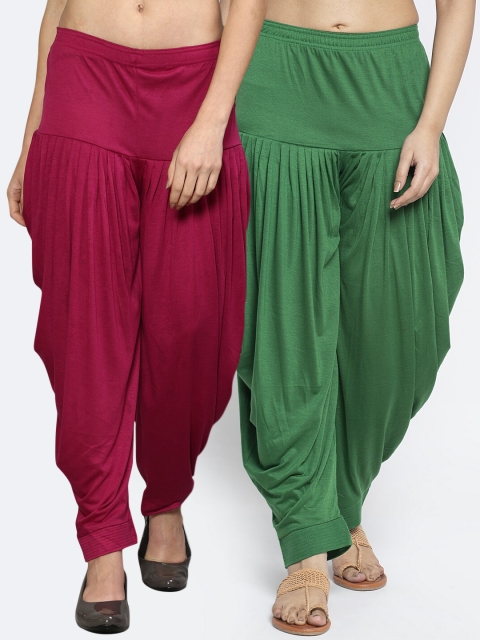 

GRACIT Pack of 2 Women Green & Maroon Solid Salwar