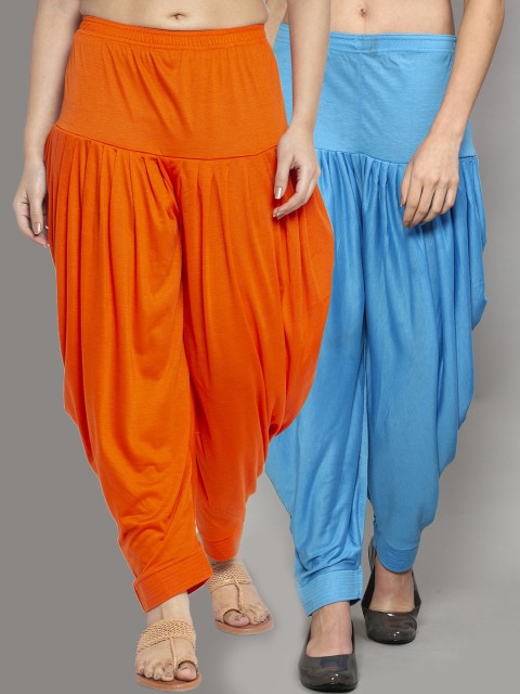 

GRACIT Women Pack of Orange & Blue 2 Solid Salwar