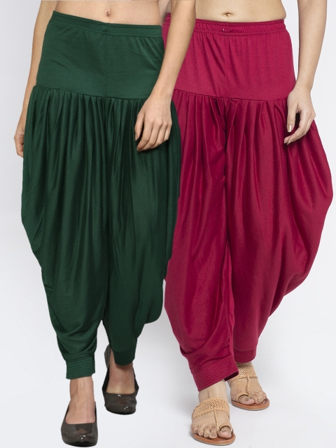 

GRACIT Women Pack Of 2 Green & Maroon Solid Salwars