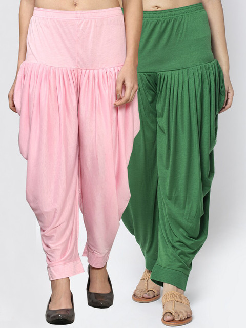 

GRACIT Pack of 2 Women Pink & Green Solid Salwar