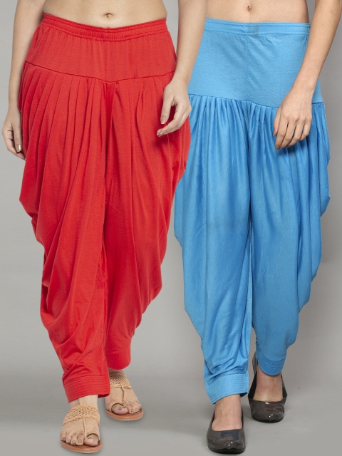 

GRACIT Women Red & Blue Pack of 2 Solid Salwar