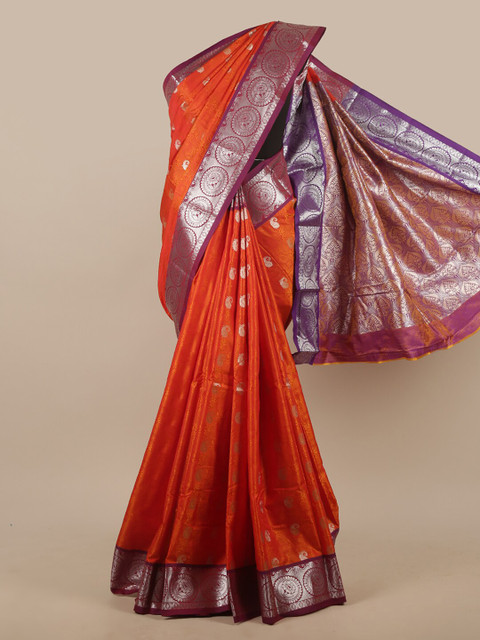 

Pothys Orange Ethnic Motifs Art Silk Saree