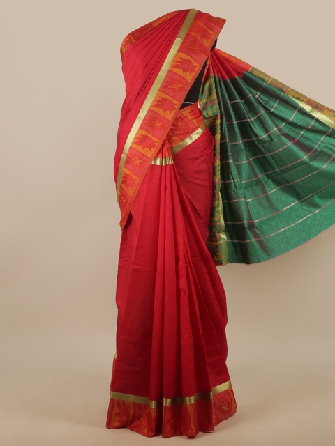 

Pothys Red & Green Ethnic Motifs Zari Art Silk Saree