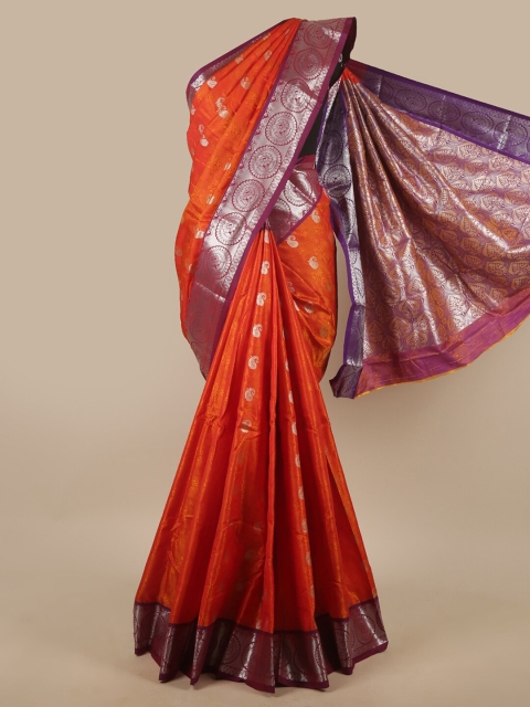 

Pothys Orange & Purple Paisley Zari Art Silk Saree