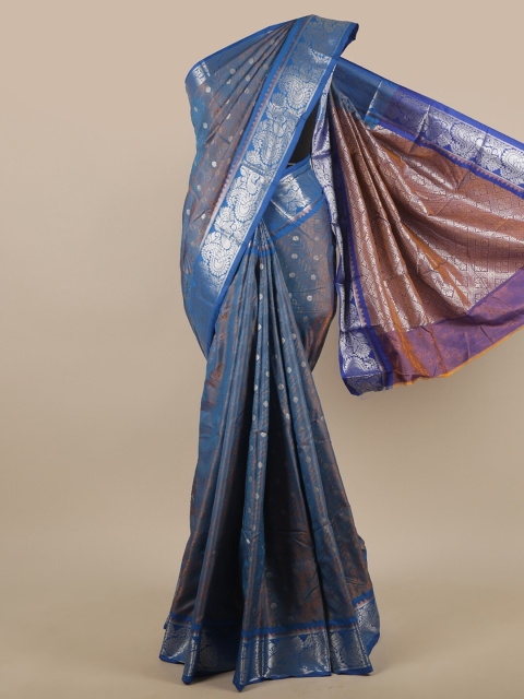 

Pothys Blue & Silver-Toned Woven Design Zari Art Silk Saree