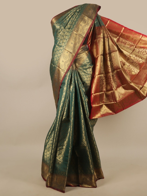 

Pothys Green & Gold-Toned Ethnic Motifs Zari Art Silk Saree