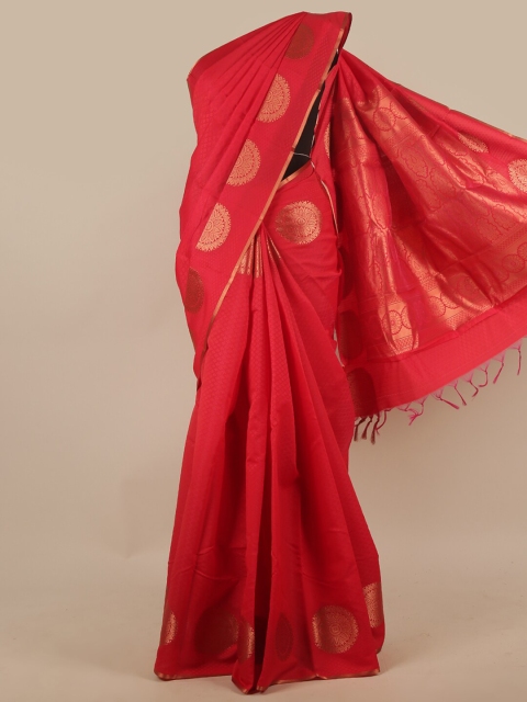 

Pothys Red & Gold-Toned Ethnic Motifs Zari Art Silk Saree