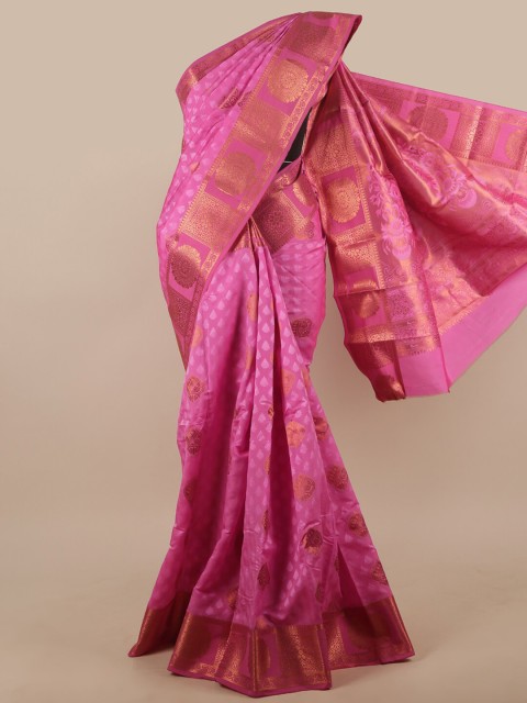 

Pothys Pink & Gold-Toned Woven Design Zari Art Silk Saree