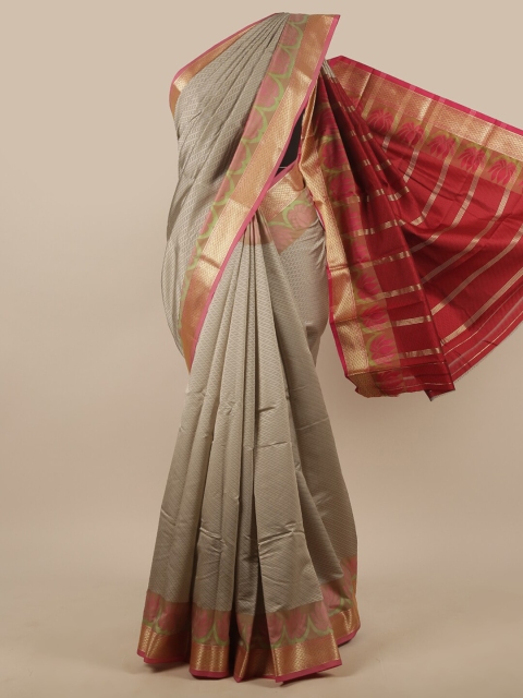 

Pothys Grey & Green Ethnic Motifs Zari Art Silk Saree