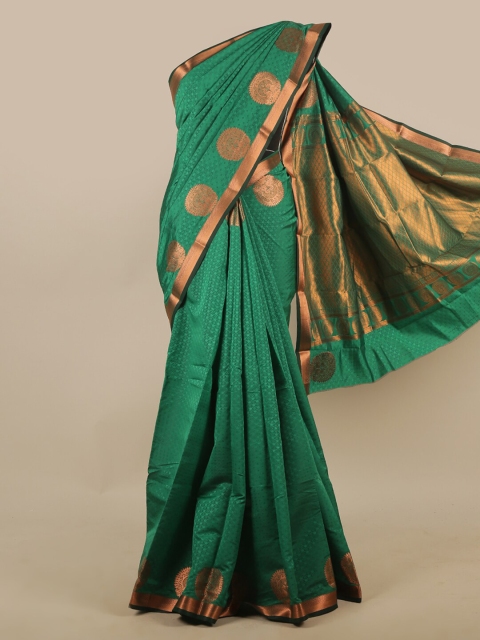 

Pothys Green & Gold-Toned Zari Art Silk Saree