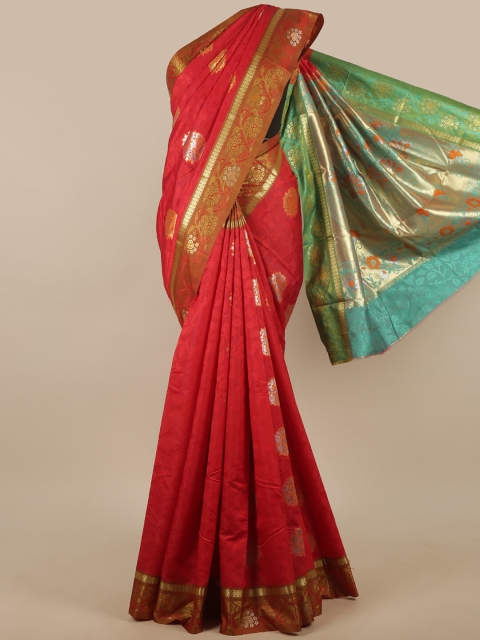 

Pothys Red & Green Ethnic Motifs Zari Art Silk Saree