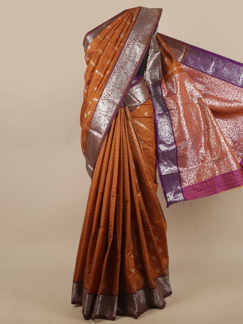

Pothys Rust & Silver-Toned Ethnic Motifs Zari Art Silk Saree