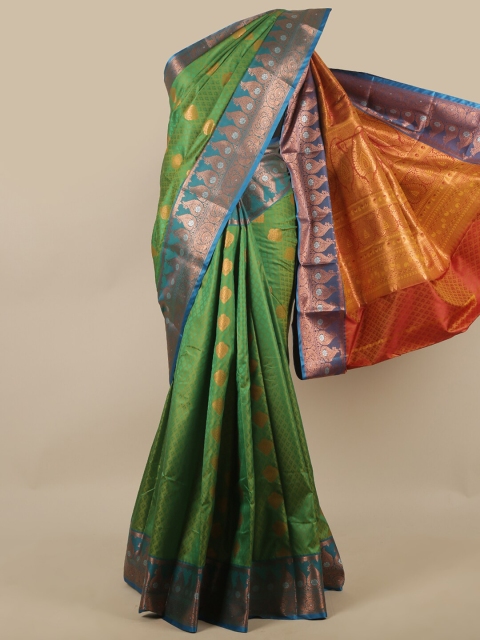 

Pothys Green & Orange Ethnic Motifs Zari Art Silk Saree