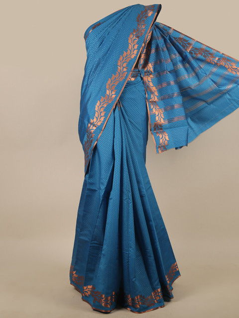 

Pothys Blue & Gold Toned Woven Design Zari Border Art Silk Saree