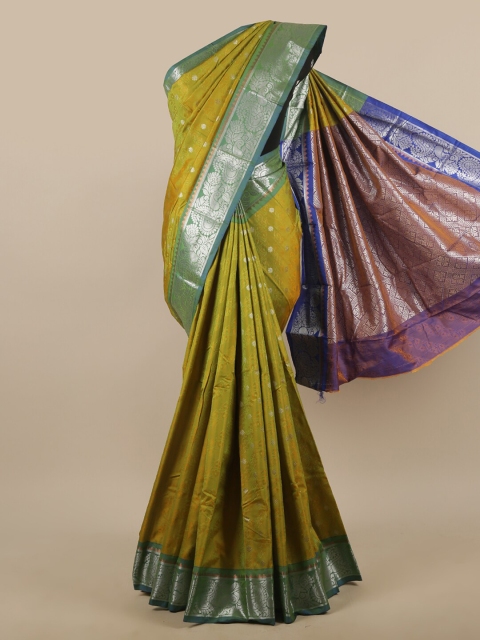 

Pothys Green & Blue Ethnic Motifs Zari Art Silk Heavy Work Saree