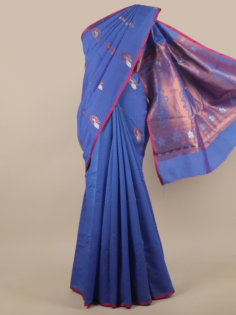 

Pothys Blue & Gold-Toned Woven Design Zari Art Silk Saree