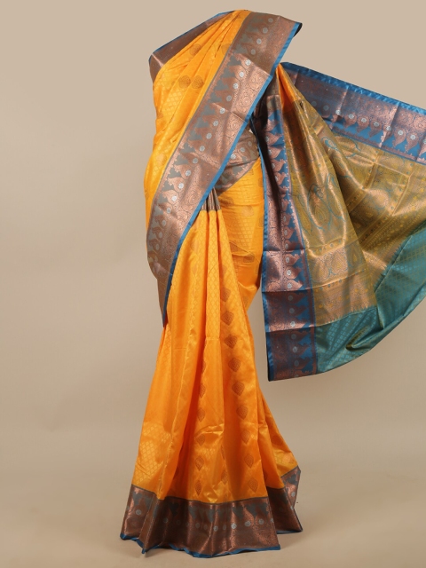 

Pothys Yellow & Blue Ethnic Motifs Zari Art Silk Saree