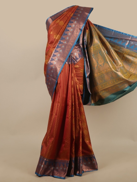 

Pothys Rust Ethnic Motifs Woven Design Butter Silk Saree