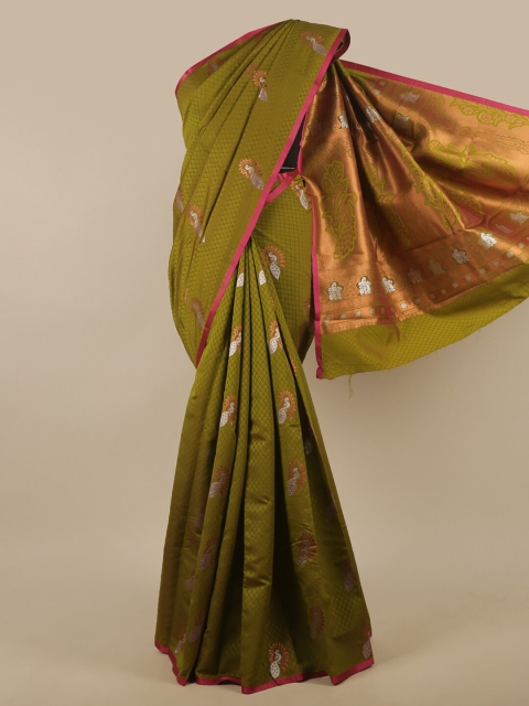 

Pothys Green & Copper-Toned Ethnic Motifs Zari Art Silk Saree
