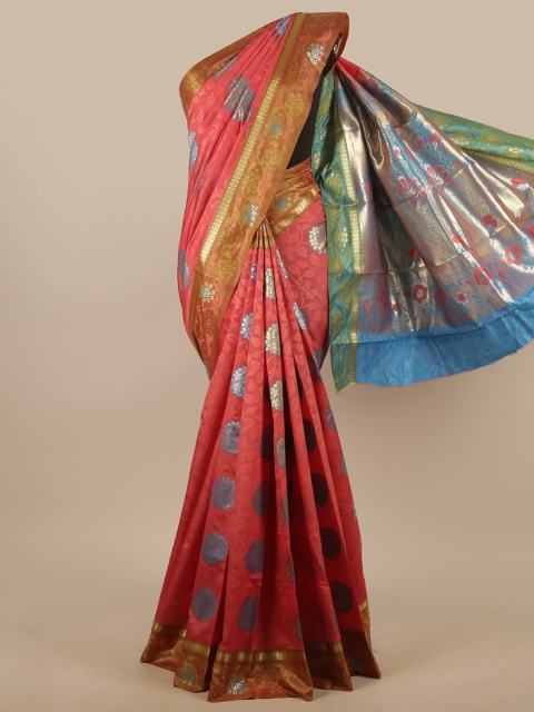 

Pothys Mauve & Blue Floral Zari Art Silk Saree