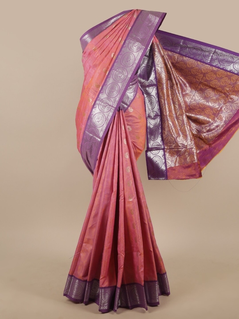 

Pothys Pink Ethnic Motifs Woven Design Butter Silk Saree