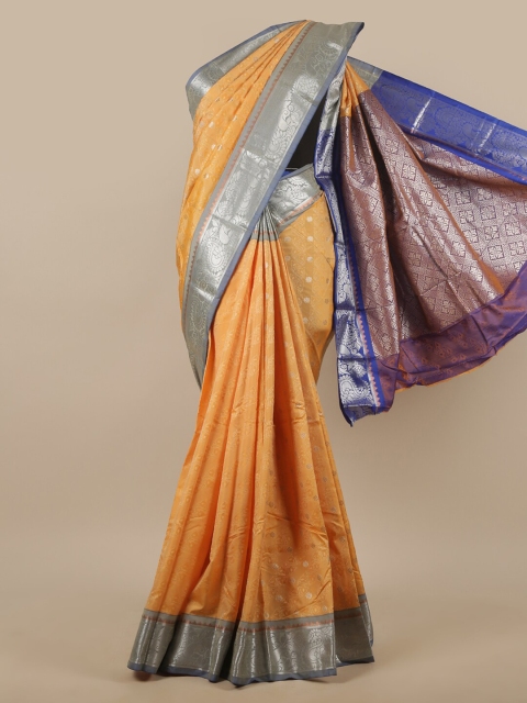 

Pothys Yellow & Silver-Toned Woven Design Zari Art Silk Saree