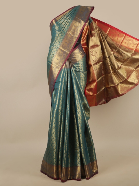 

Pothys Green & Brown Paisley Zari Art Silk Saree