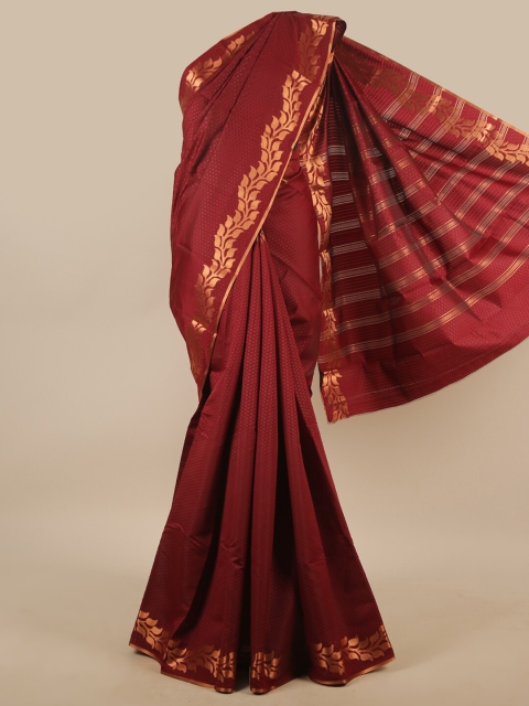 

Pothys Maroon & Copper-Toned Woven Design Zari Art Silk Saree