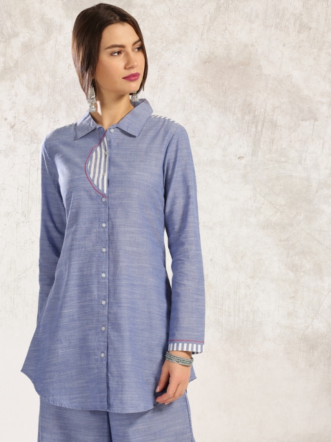 

Anouk Women Blue Solid Pathani Kurta