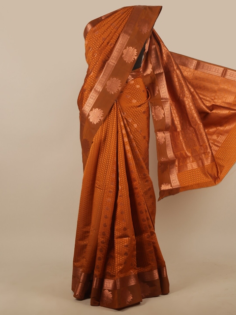 

Pothys Mustard Yellow & Gold-Toned Ethnic Motifs Zari Art Silk Saree