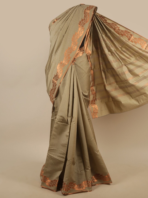 

Pothys Tan & Copper-Toned Floral Zari Art Silk Saree