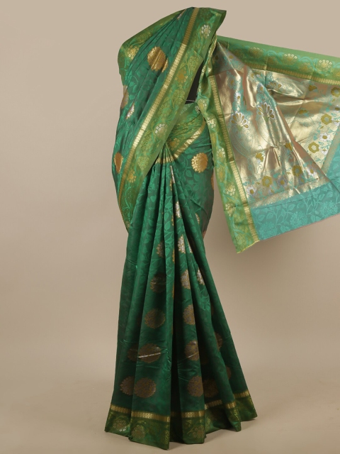 

Pothys Green & Blue Woven Design Zari Border Art Silk Saree