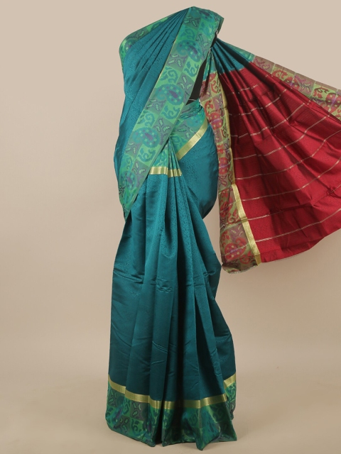 

Pothys Green & Maroon Floral Zari Art Silk Saree