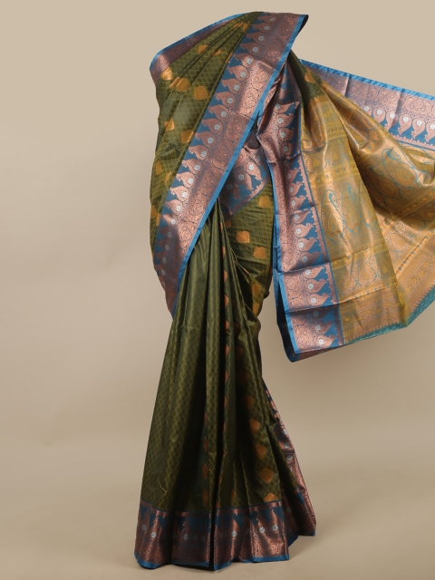 

Pothys Green Ethnic Motifs Woven Design Butter Silk Saree