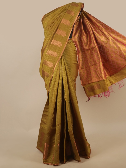 

Pothys Green & Copper-Toned Woven Design Zari Art Silk Saree