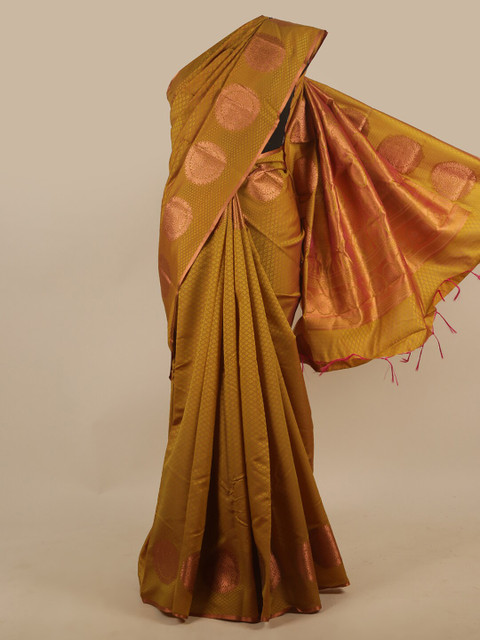 

Pothys Green Ethnic Motifs Woven Design Butter Silk Saree