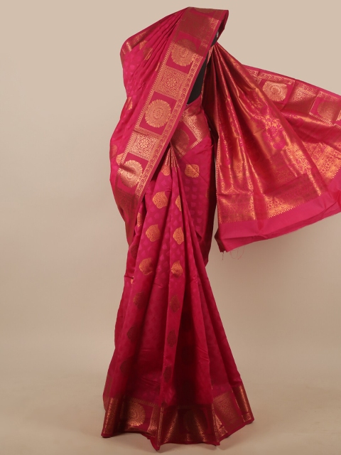 

Pothys Pink & Copper-Toned Floral Art Silk Saree