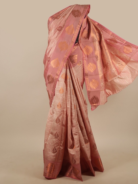 

Pothys Mauve & Gold-Toned Floral Zari Art Silk Saree