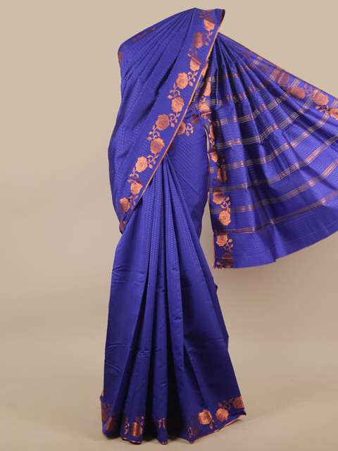 

Pothys Blue & Gold-Toned Woven Design Zari Art Silk Saree