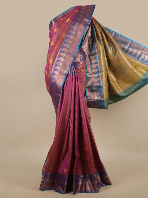 

Pothys Pink Ethnic Motifs Woven Design Butter Silk Saree