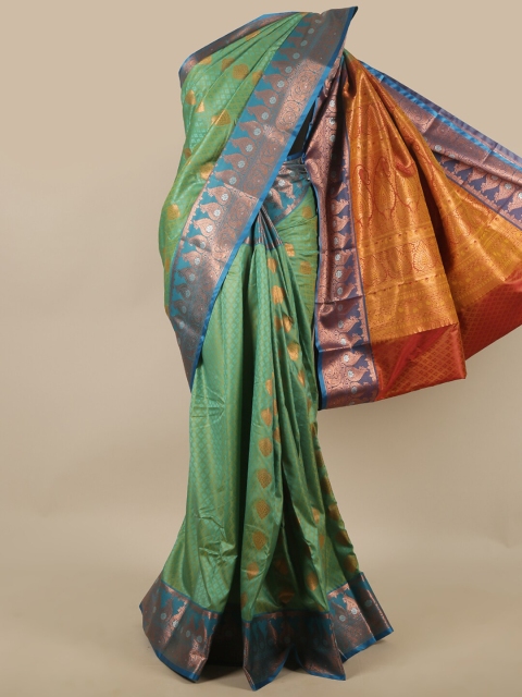

Pothys Green & Blue Ethnic Motifs Zari Art Silk Saree